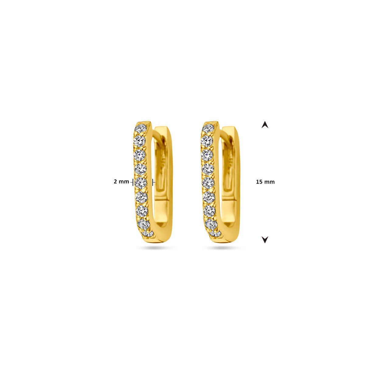 Klapoorringen - verguld zilver zirkonia