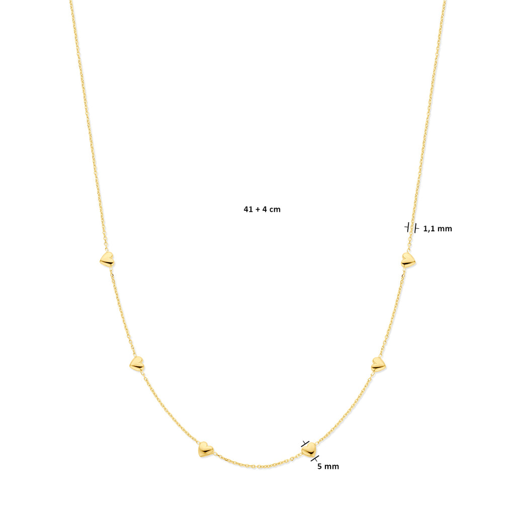 Collier hartjes 41 + 4 cm 3 micron