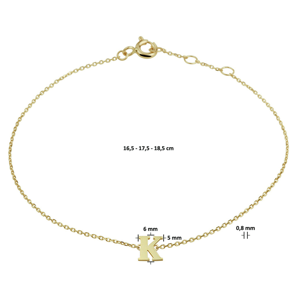 Armband letter 16.5 - 17.5 - 18.5 cm