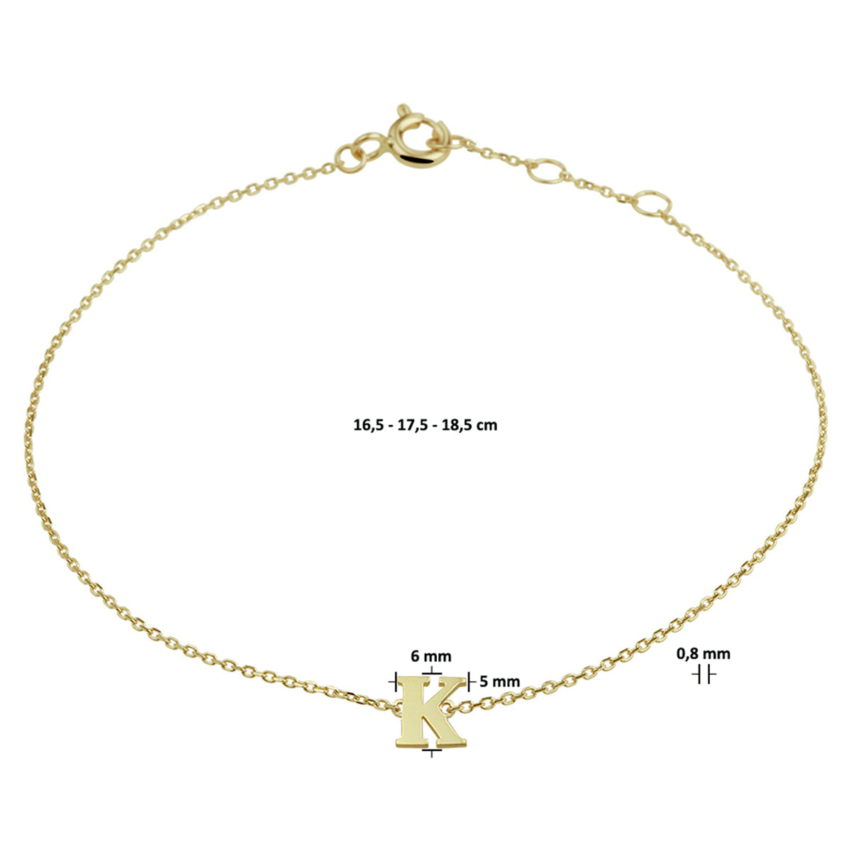 Armband letter 16.5 - 17.5 - 18.5 cm