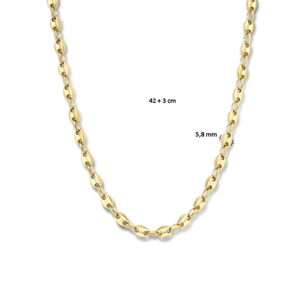 Collier koffieboon 42 + 3 cm ion plating