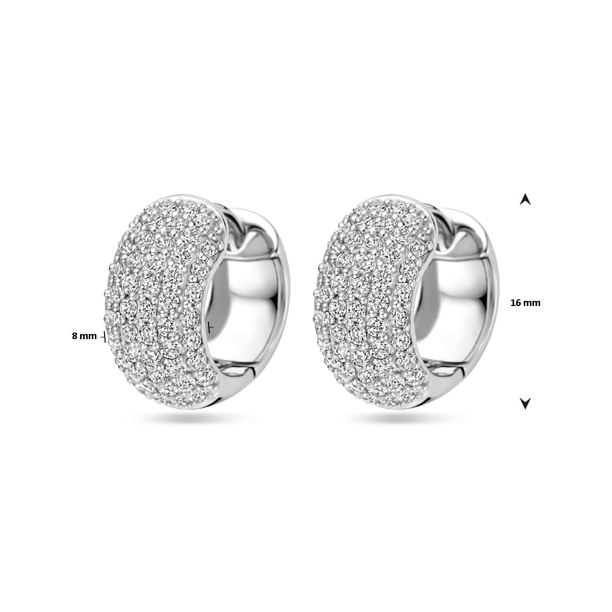 Klapoorringen zirkonia 16 mm
