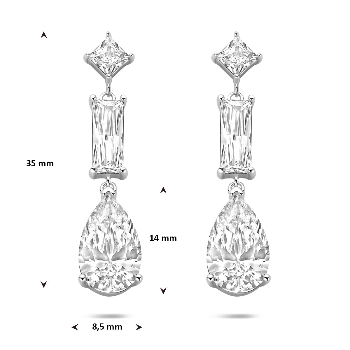 Oorhangers zirkonia 35 mm