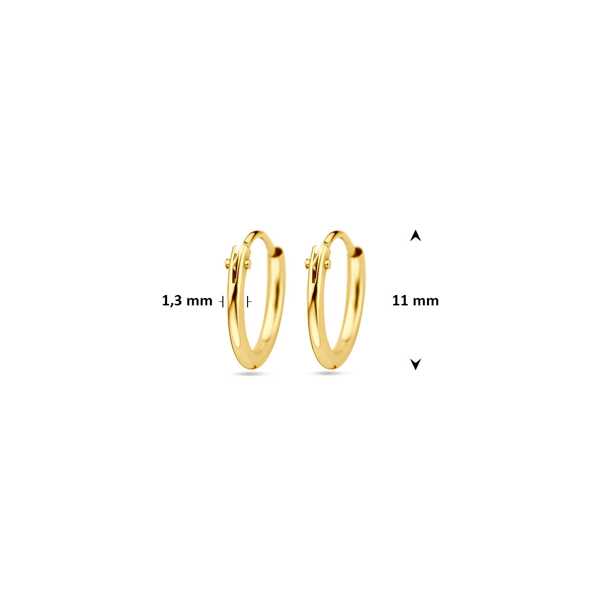 Gouden oorcreolen ronde buis 11*1.3mm