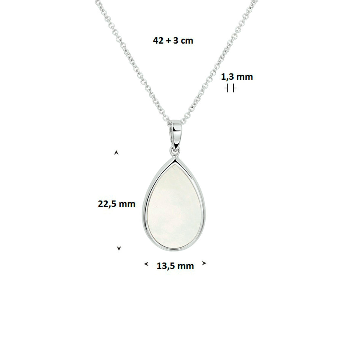 Collier parelmoer 42 + 3 cm