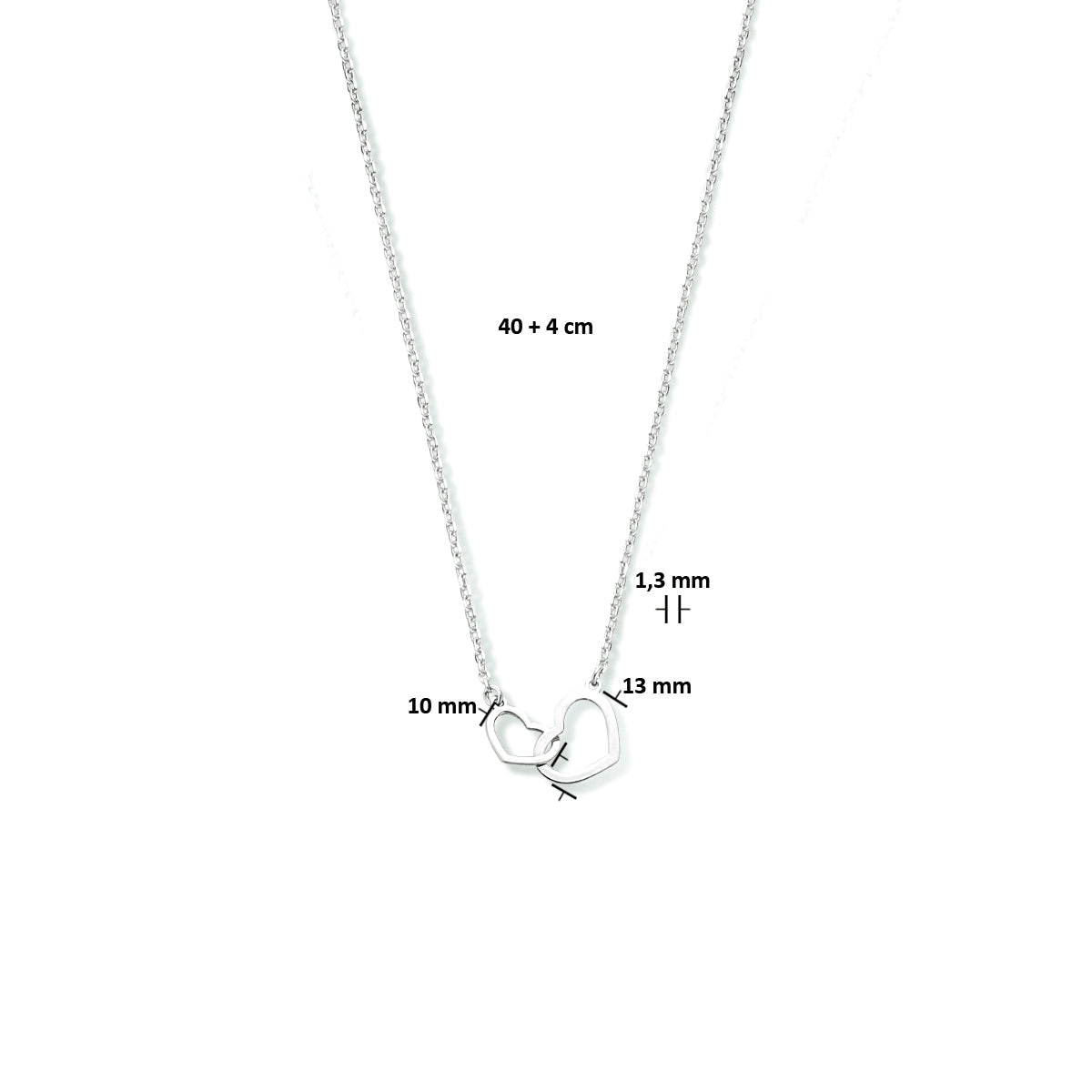 Collier hartjes 40 + 4 cm