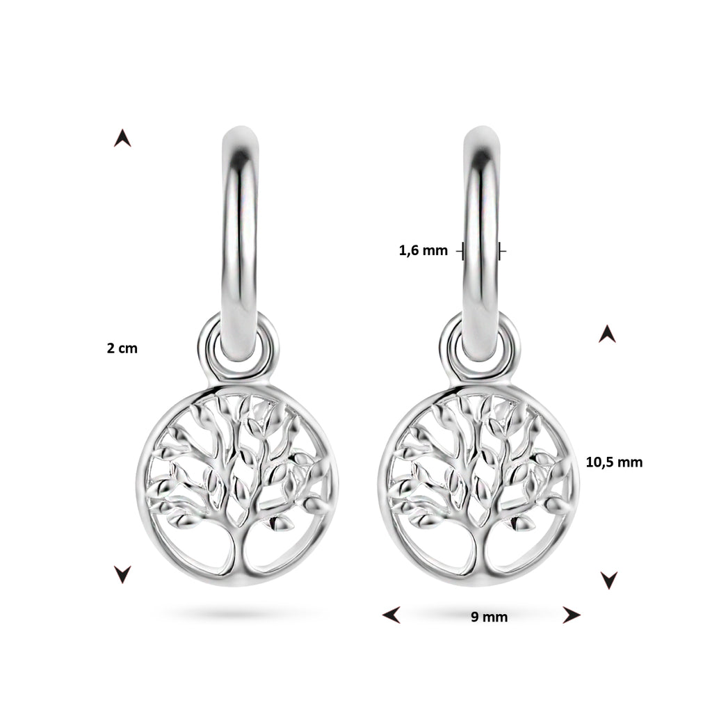 Zilver gerhodineerd klap creolen (scharnier)