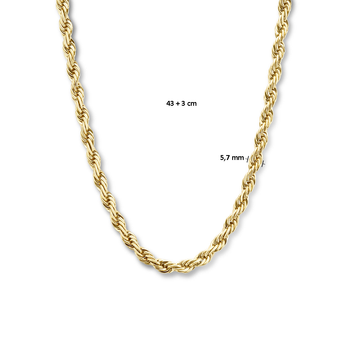Collier koord 5.7 mm 43 + 3 cm ion plating