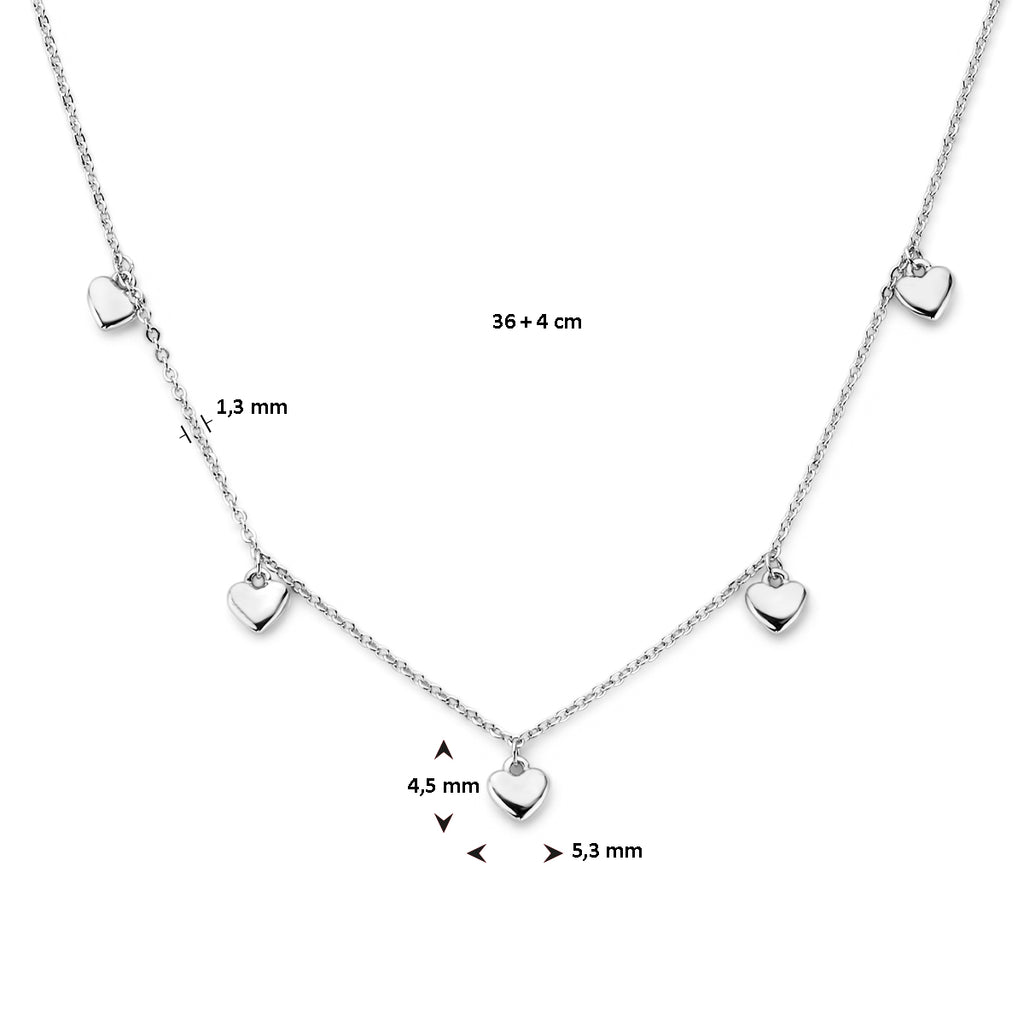 Collier hartjes 36 + 4 cm
