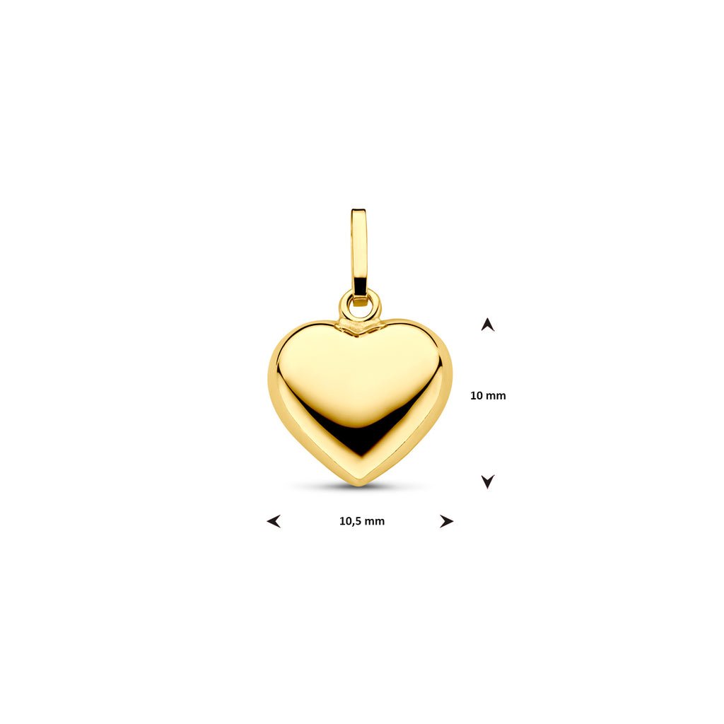 Gouden hanger hart bol 10.5mm