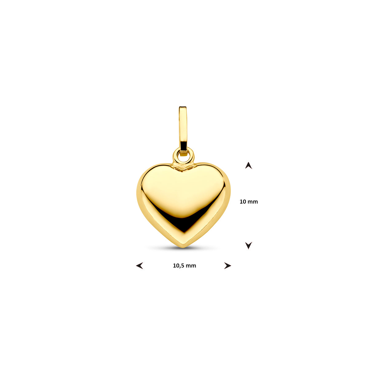 Gouden hanger hart bol 10.5mm