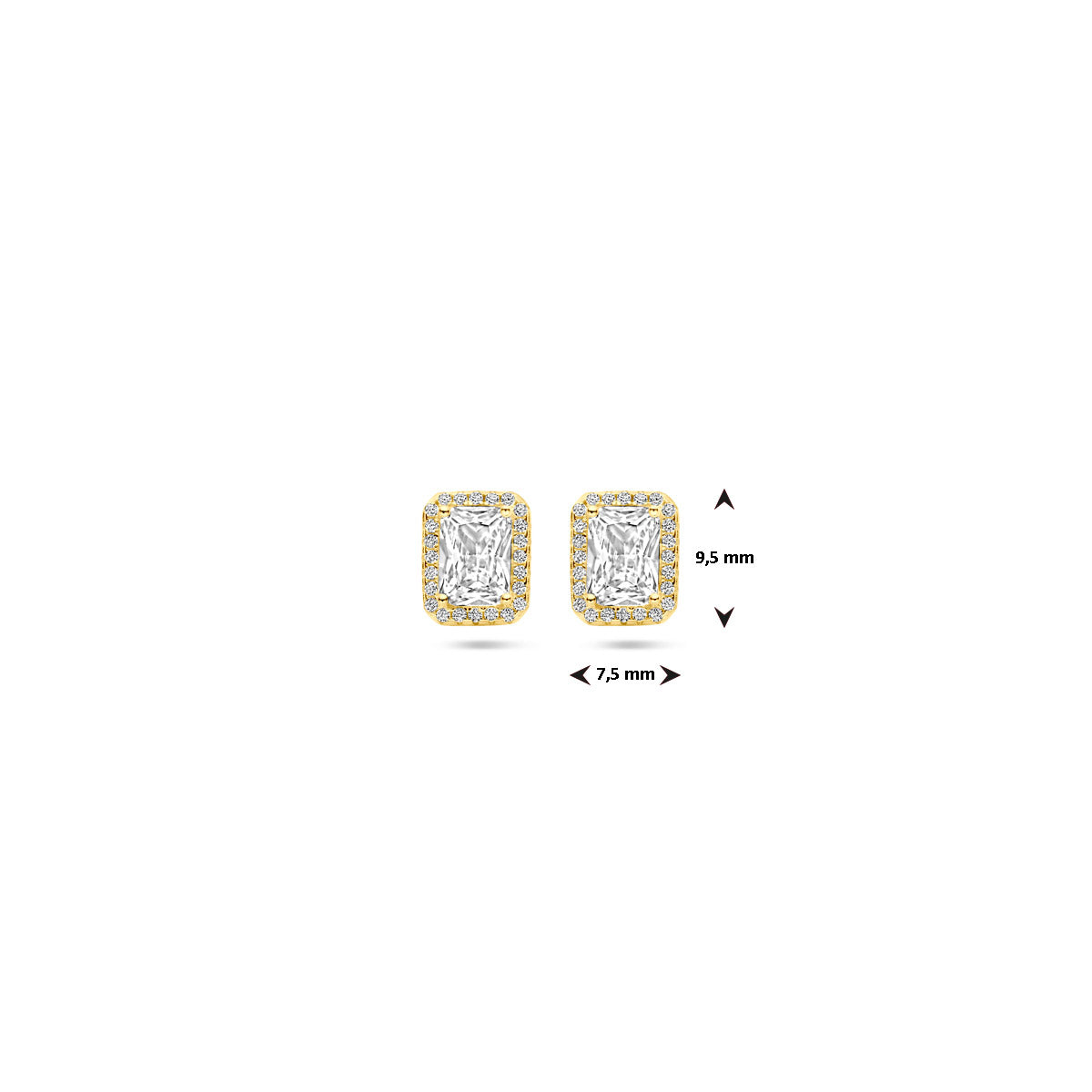 Oorknoppen zirkonia halo 9.5 mm 1 micron
