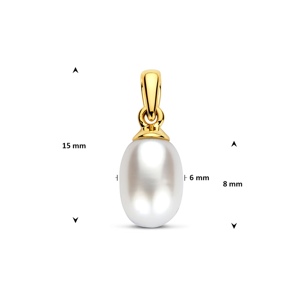 Hanger met parel - 6.0mm - 15mm - geelgoud - KA4016099