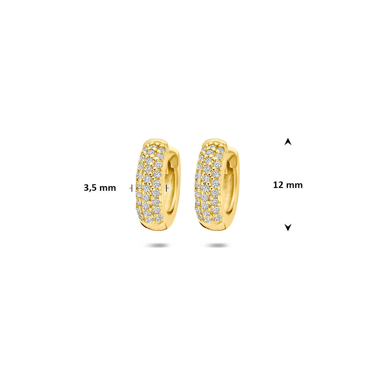 Klapoorringen zirkonia 12 mm 1 micron