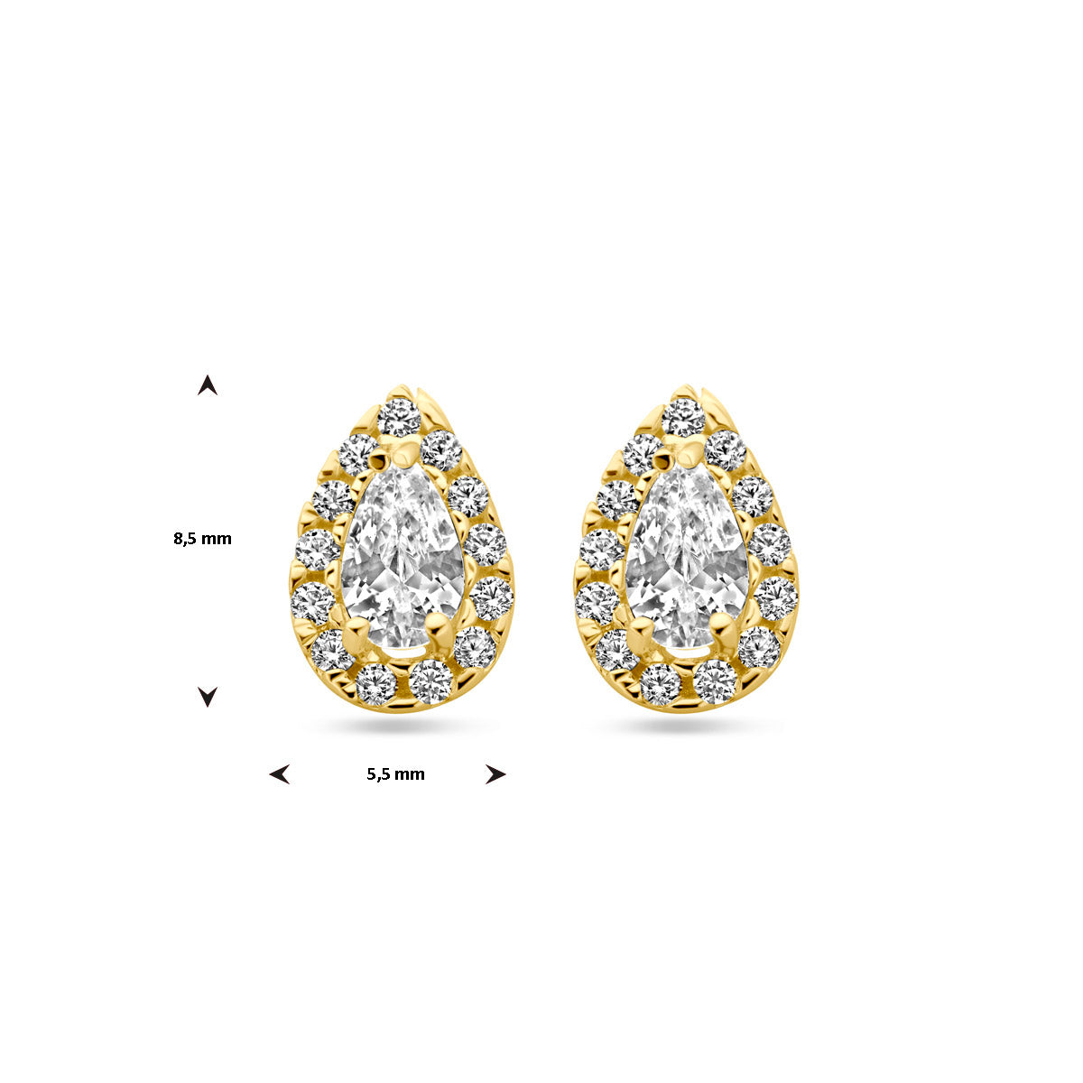Oorknoppen druppel en zirkonia 8.5 mm