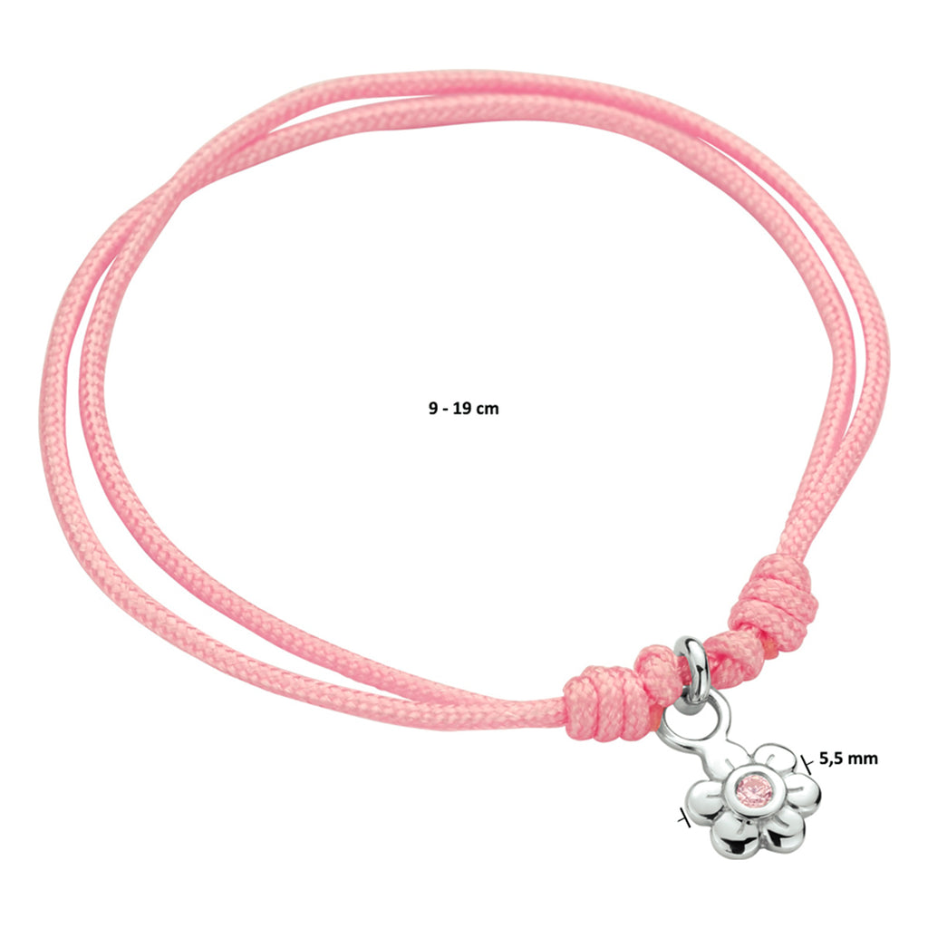 Armband bloem roze zirkonia
