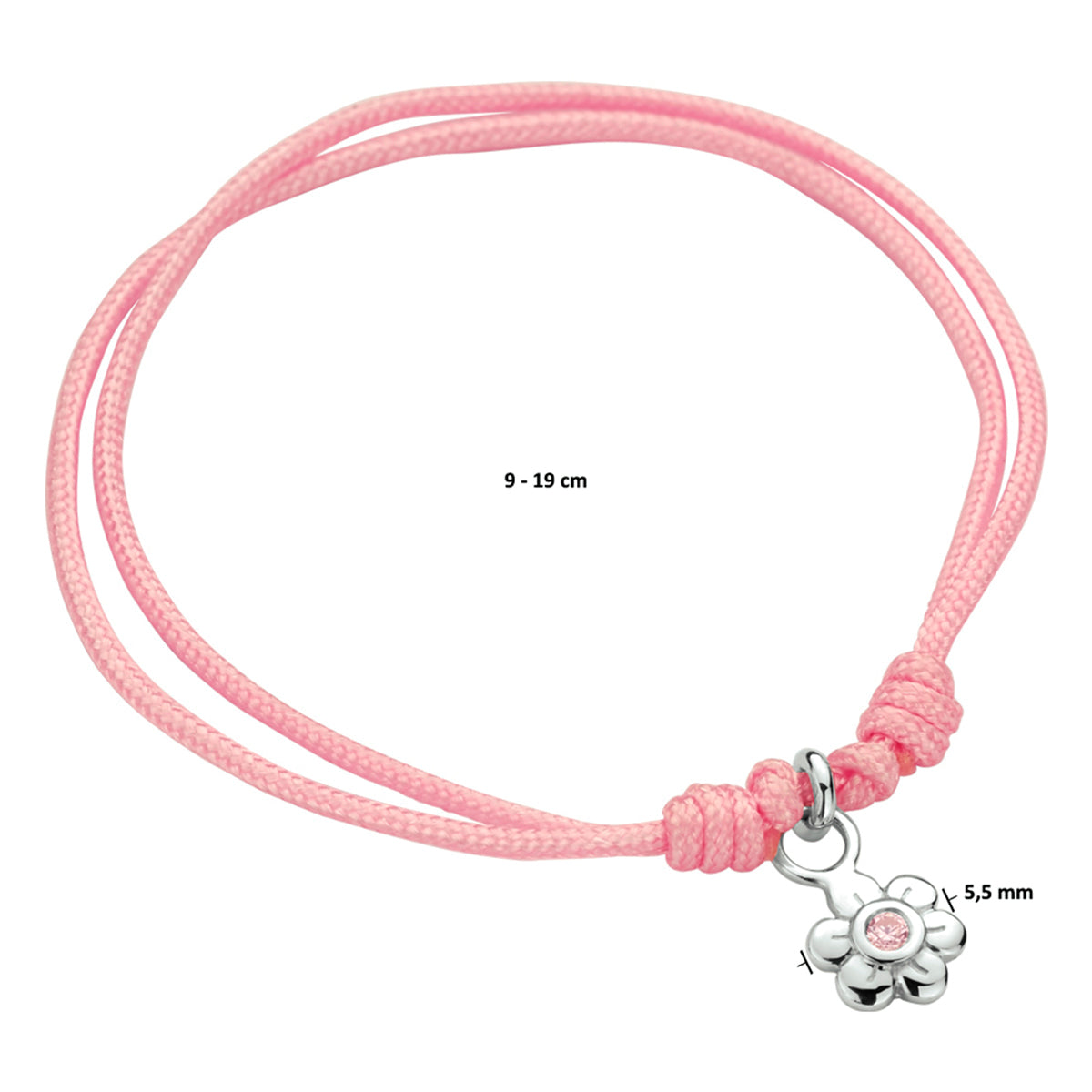 Armband bloem roze zirkonia