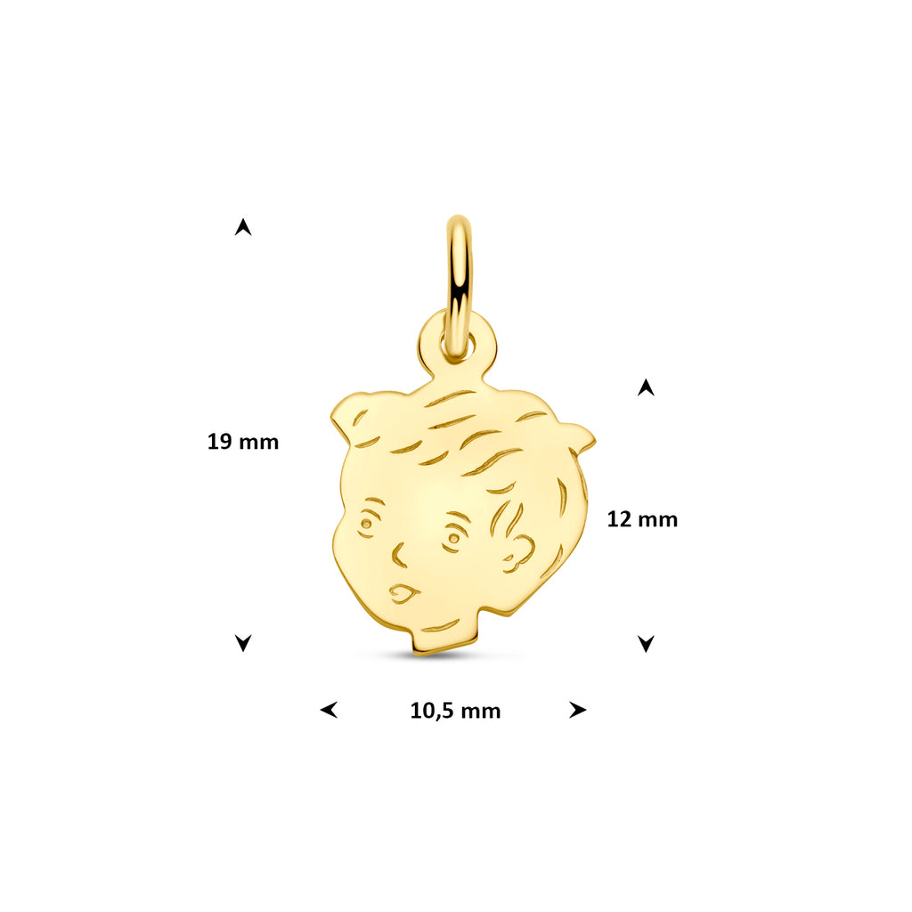 Geelgouden hanger met een jongens kinderhoofdje