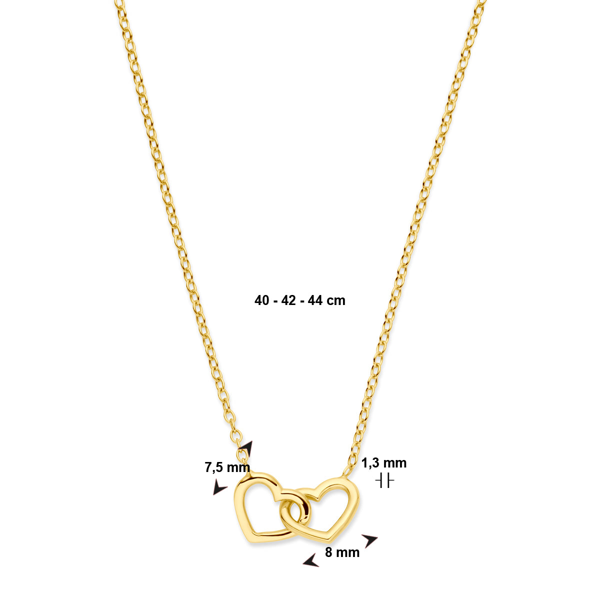 Collier hartjes 40 - 42 - 44 cm
