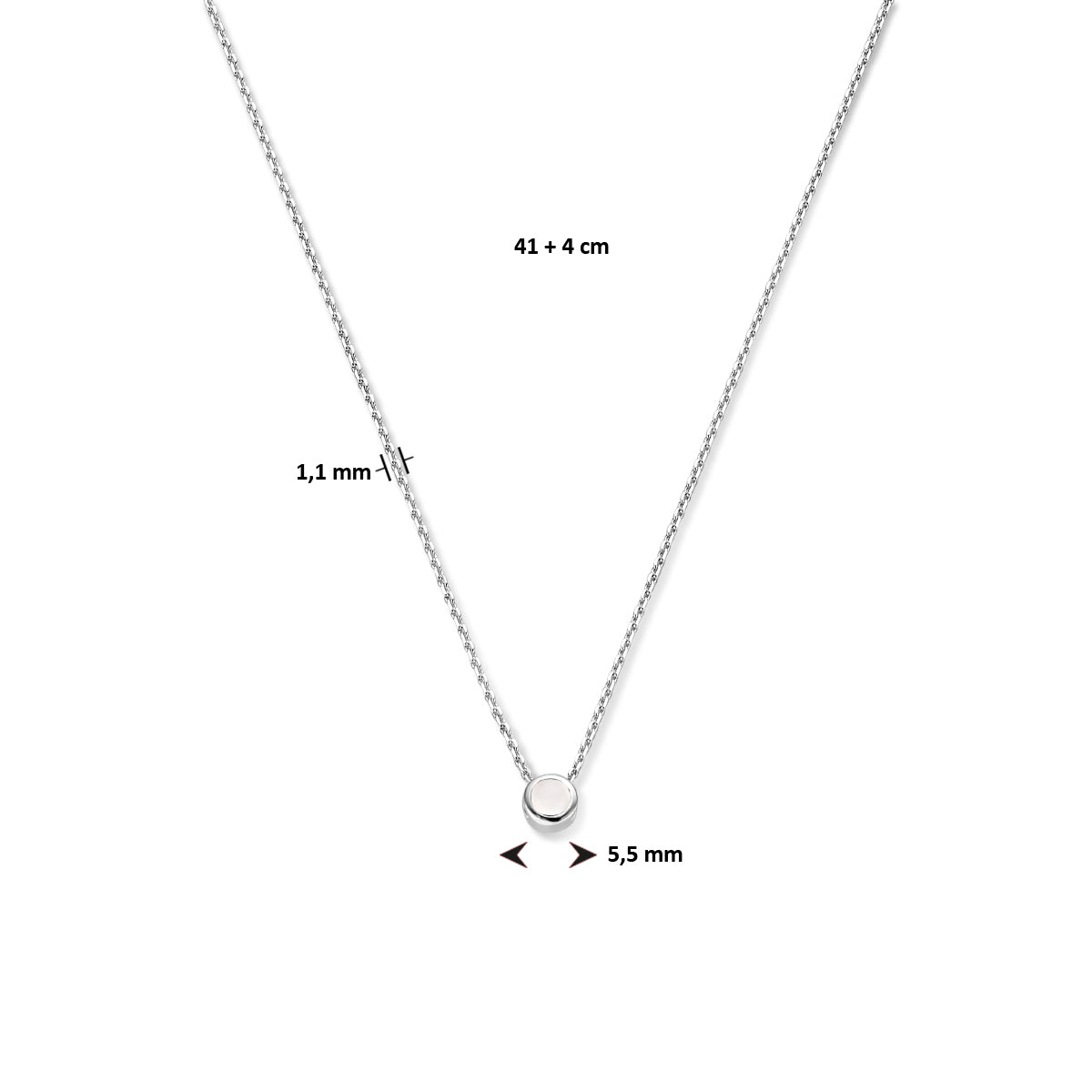Collier met geboortesteen zirkonia 41 + 4 cm