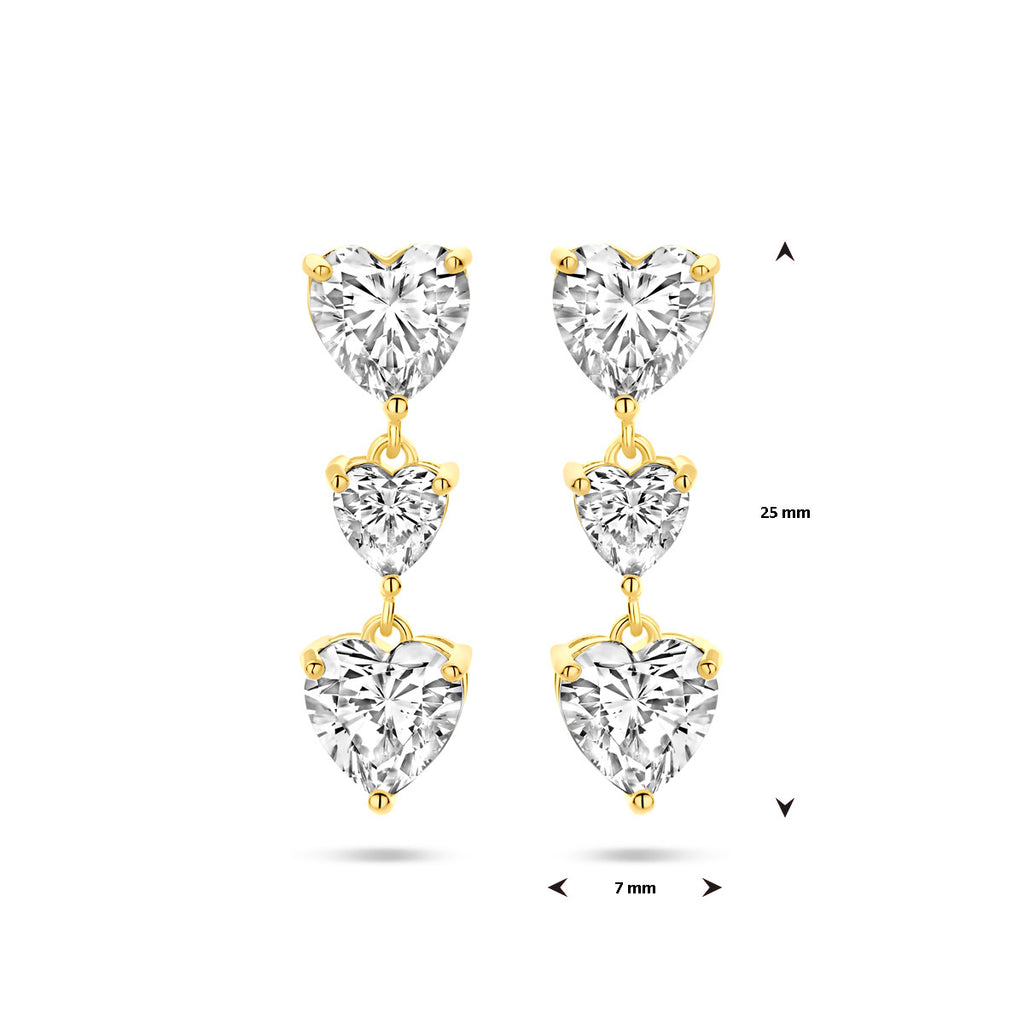 Oorhangers hartjes zirkonia 25 mm 1 micron