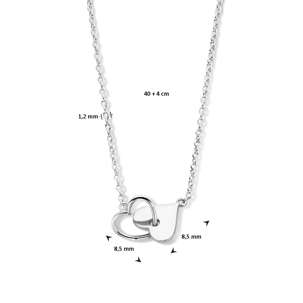 Collier hartjes 40 + 4 cm