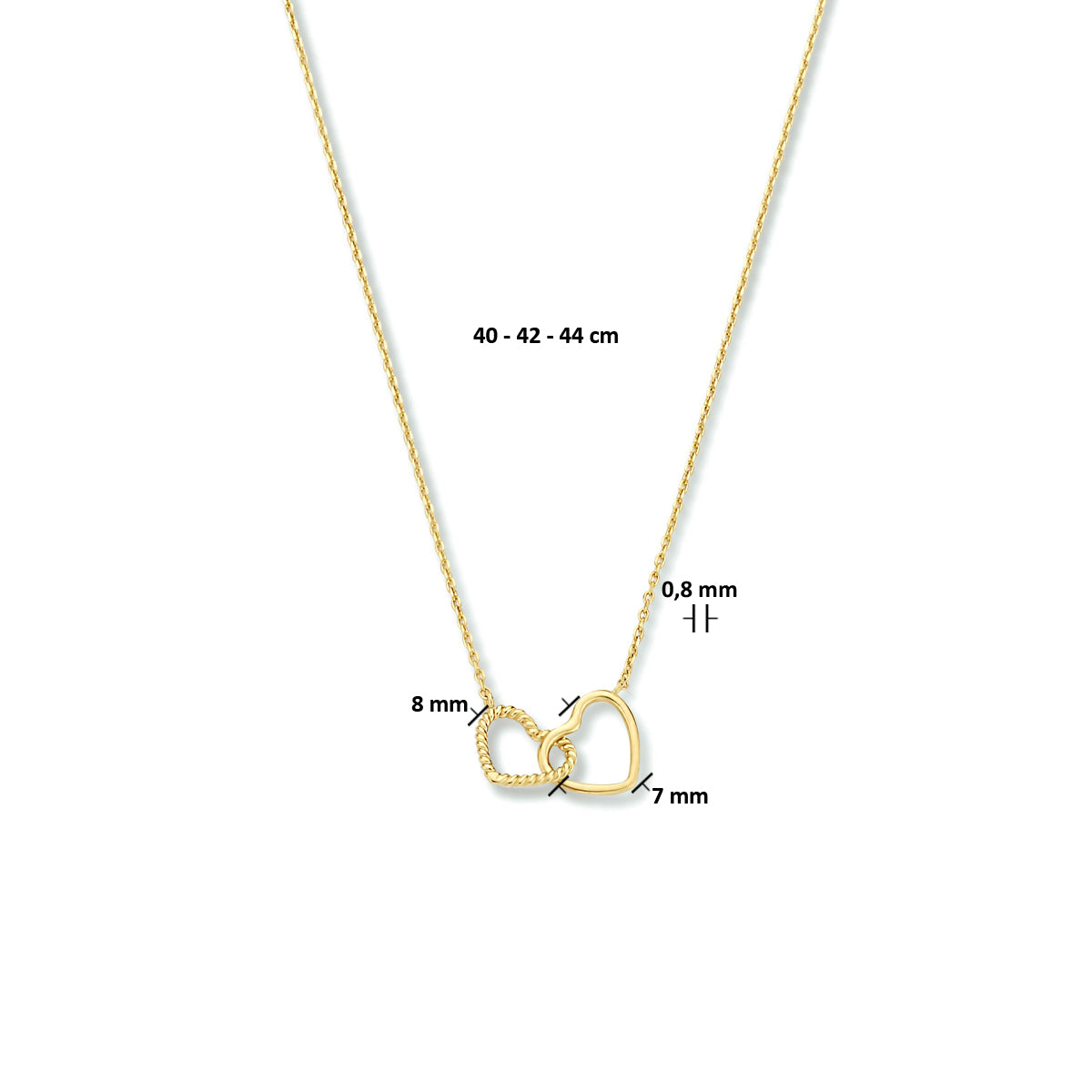 Collier hartjes 40 - 42 - 44 cm
