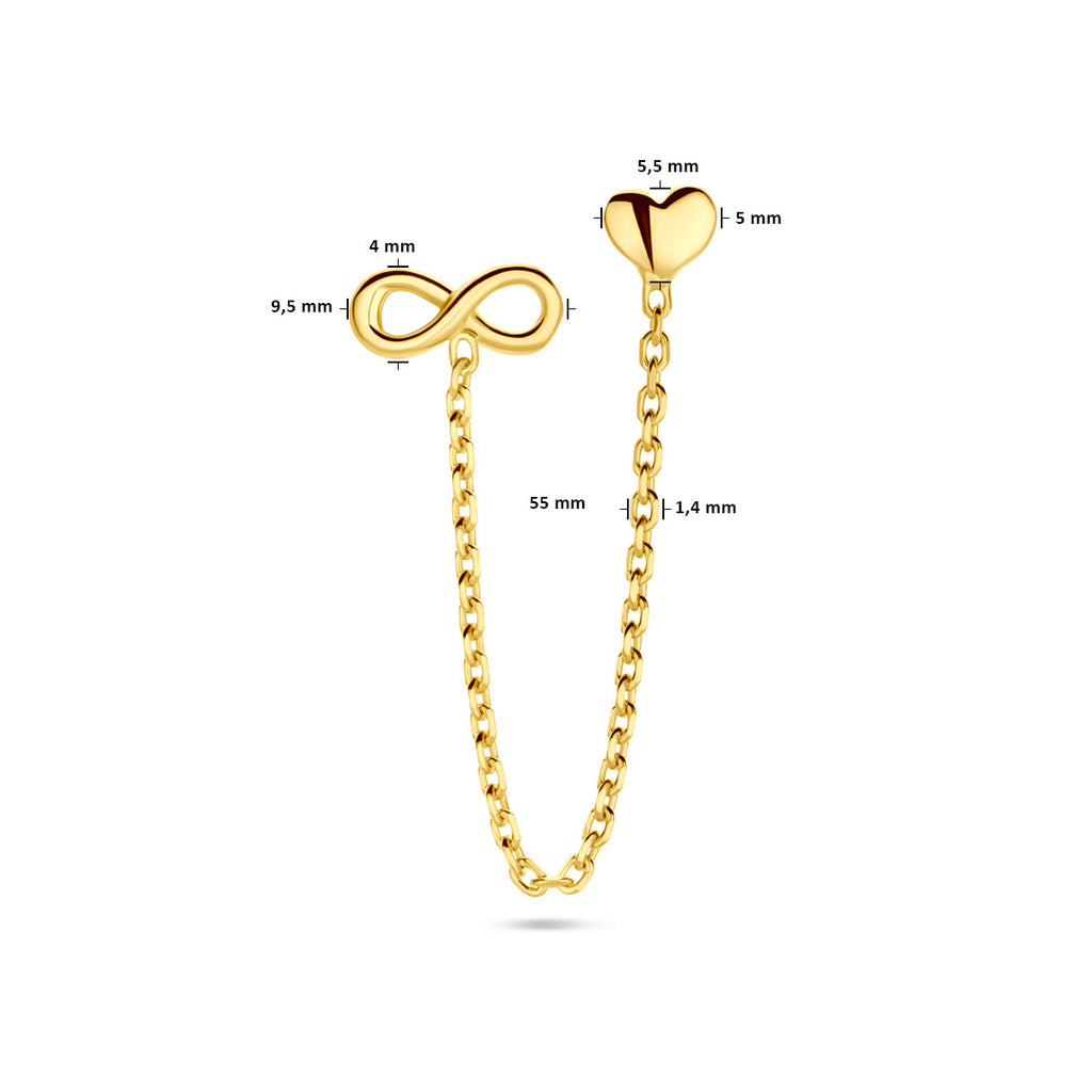 Oorknop hart en infinity per stuk 1 micron