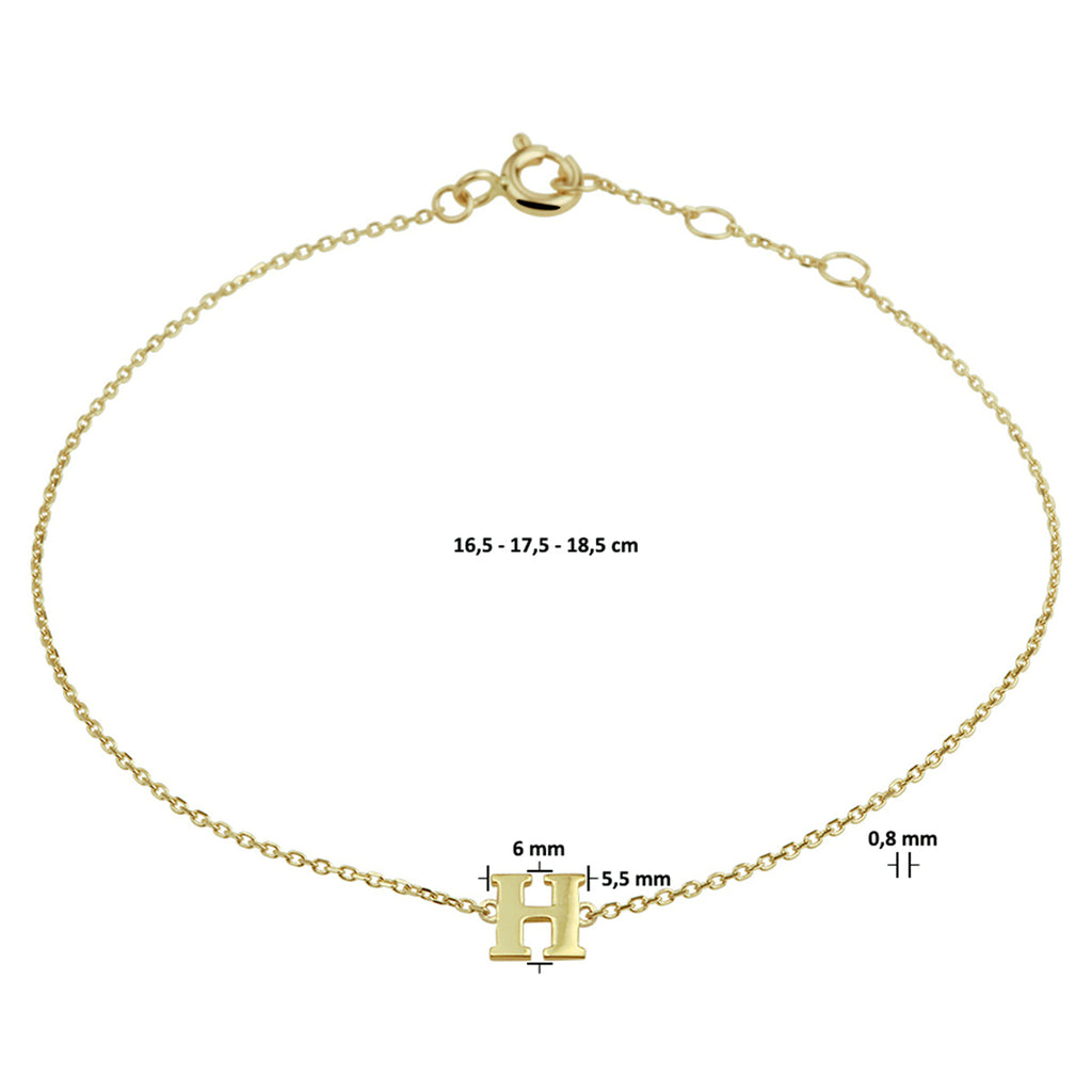 Armband letter 16.5 - 17.5 - 18.5 cm