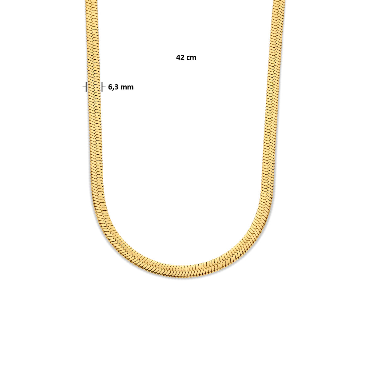 Collier slang plat 6.3 mm 42 cm ion plating