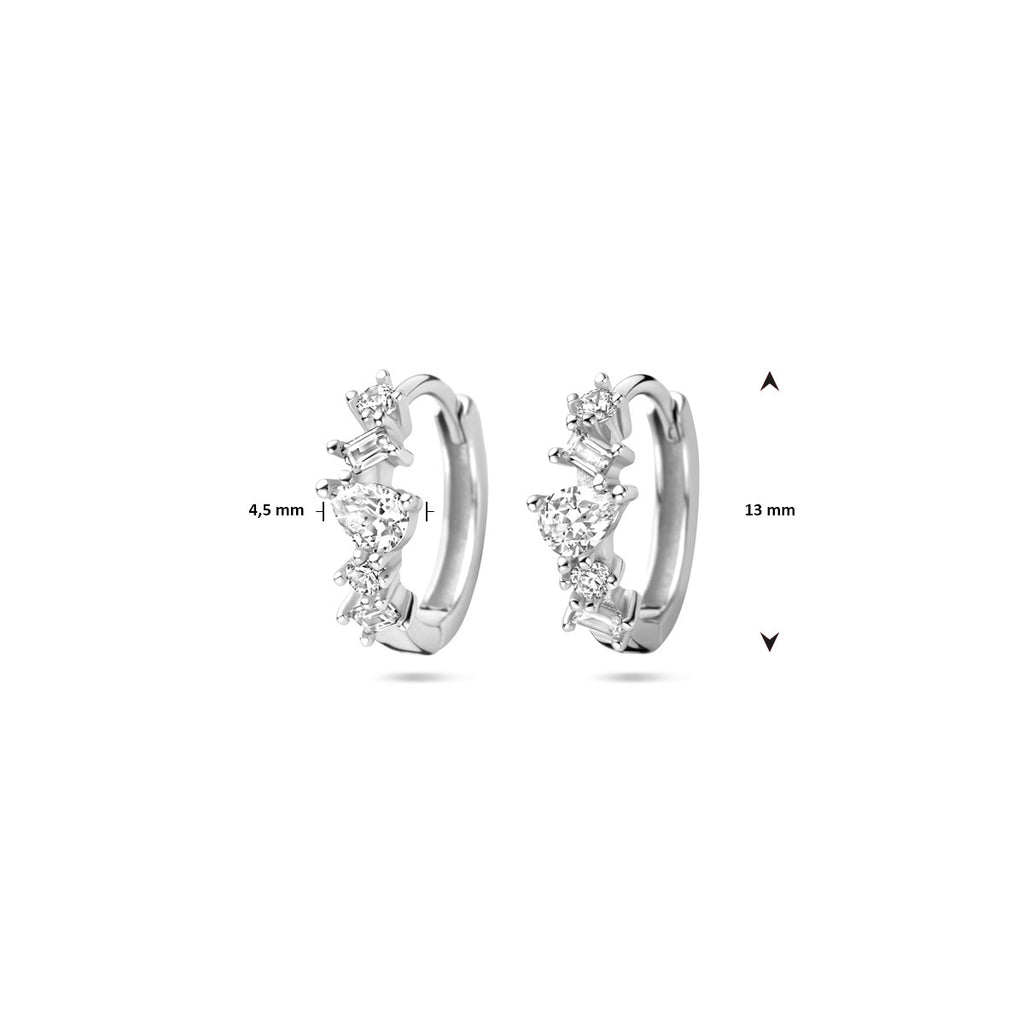 Zilver gerhodineerd klap creolen (scharnier)