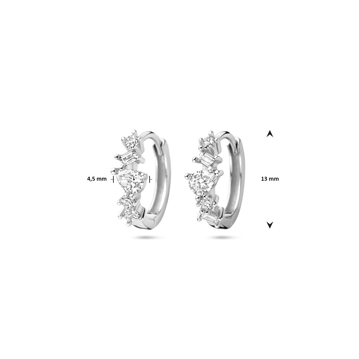 Zilver gerhodineerd klap creolen (scharnier)
