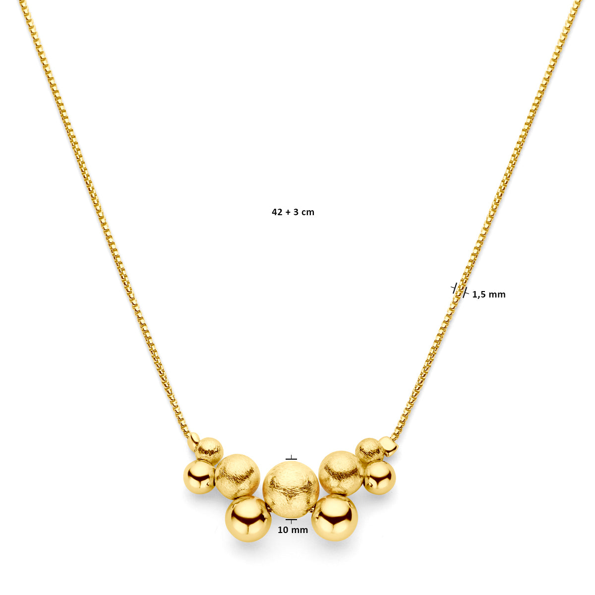 Collier bolletjes 42 + 3 cm 3 micron