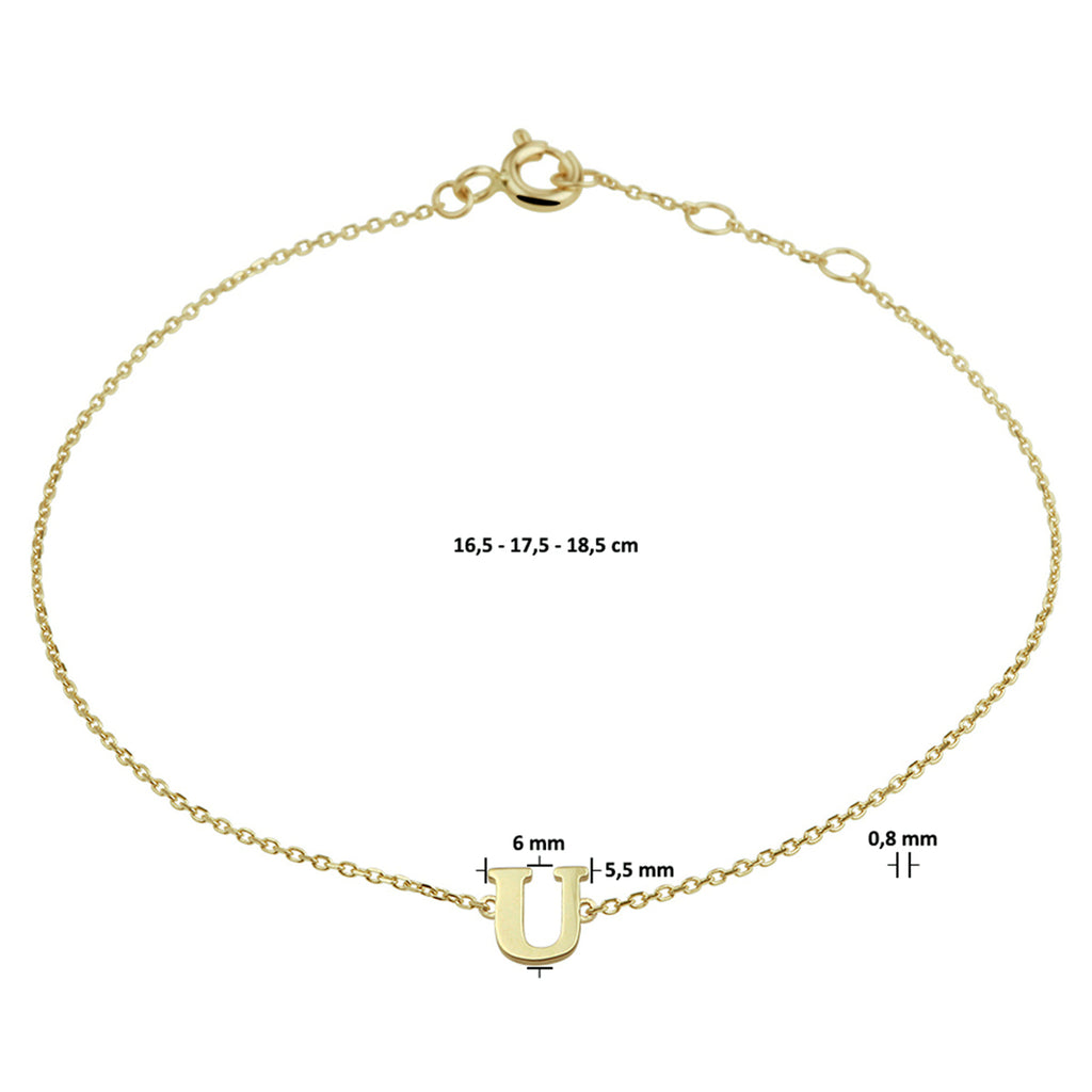 Armband letter 16.5 - 17.5 - 18.5 cm