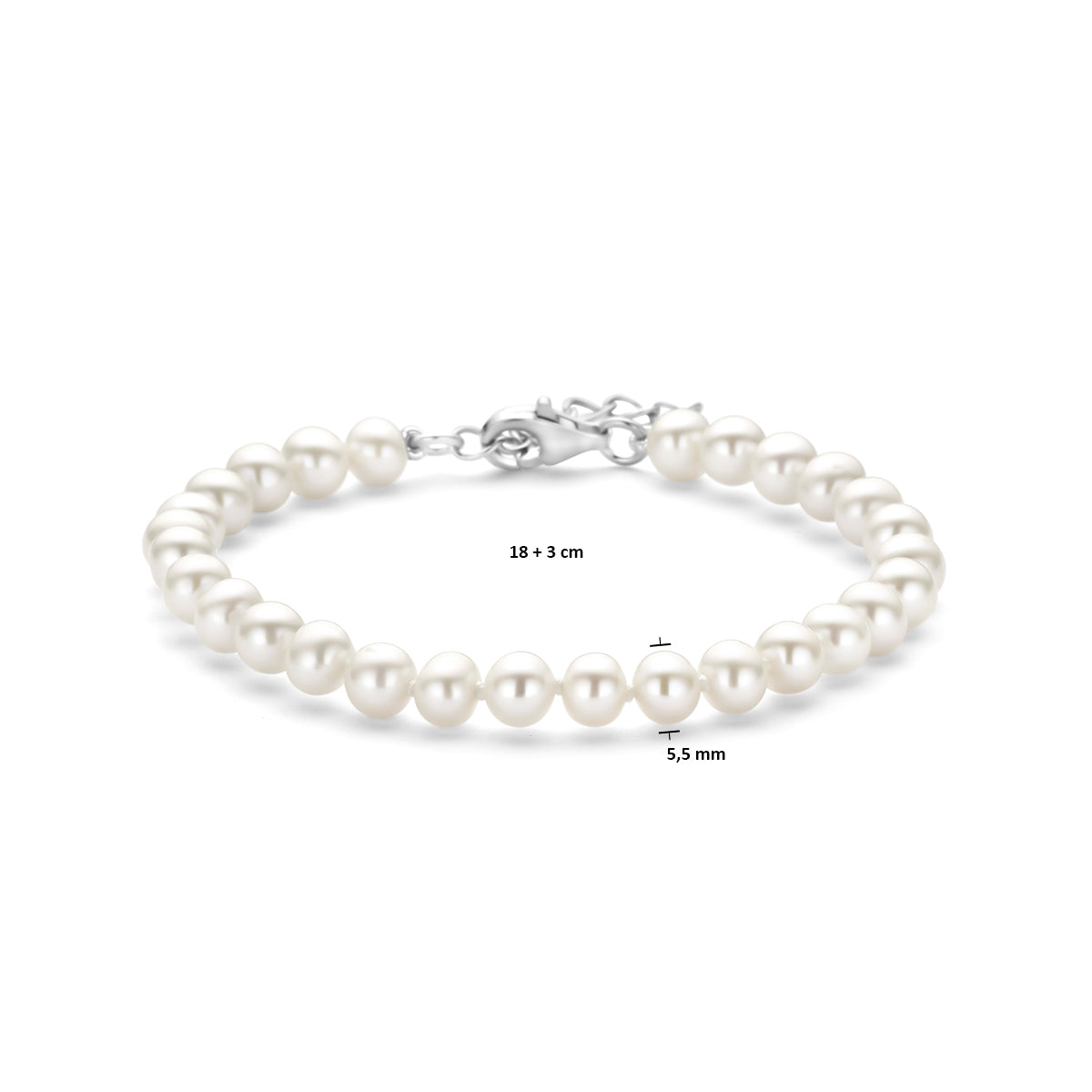 Armband parel 5.5 mm 18 + 3 cm