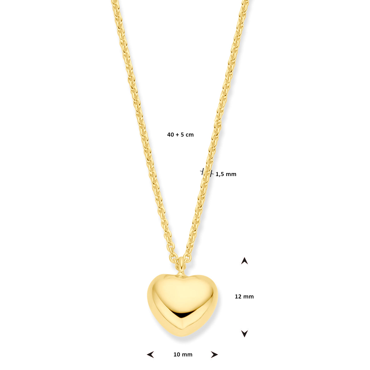 Collier hart 1.5 mm 40 + 5 cm 3 micron
