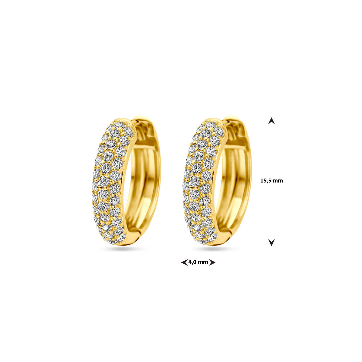 Klapoorringen zirkonia 15.5 mm 1 micron