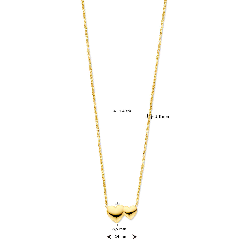 Collier hartjes 41 + 4 cm 3 micron