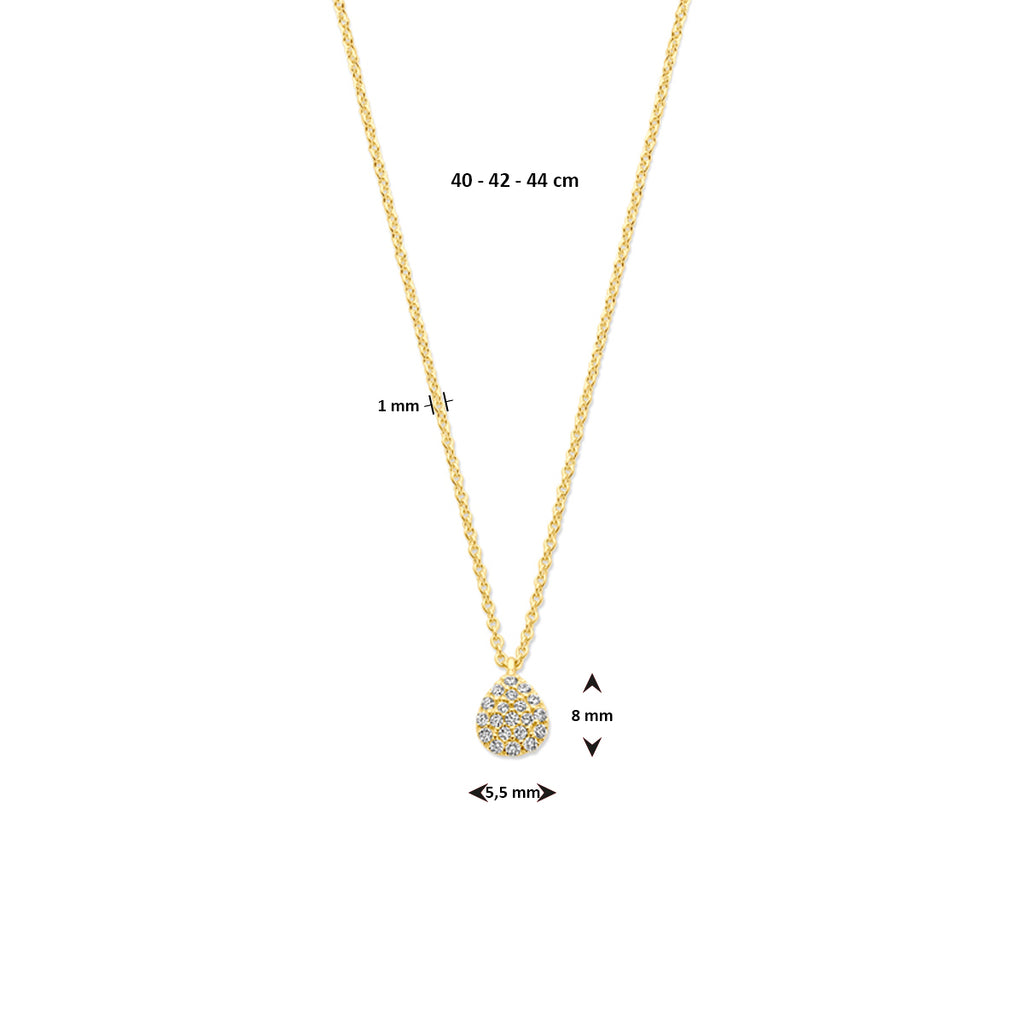 Collier druppel diamant 0.10ct h si 44 cm