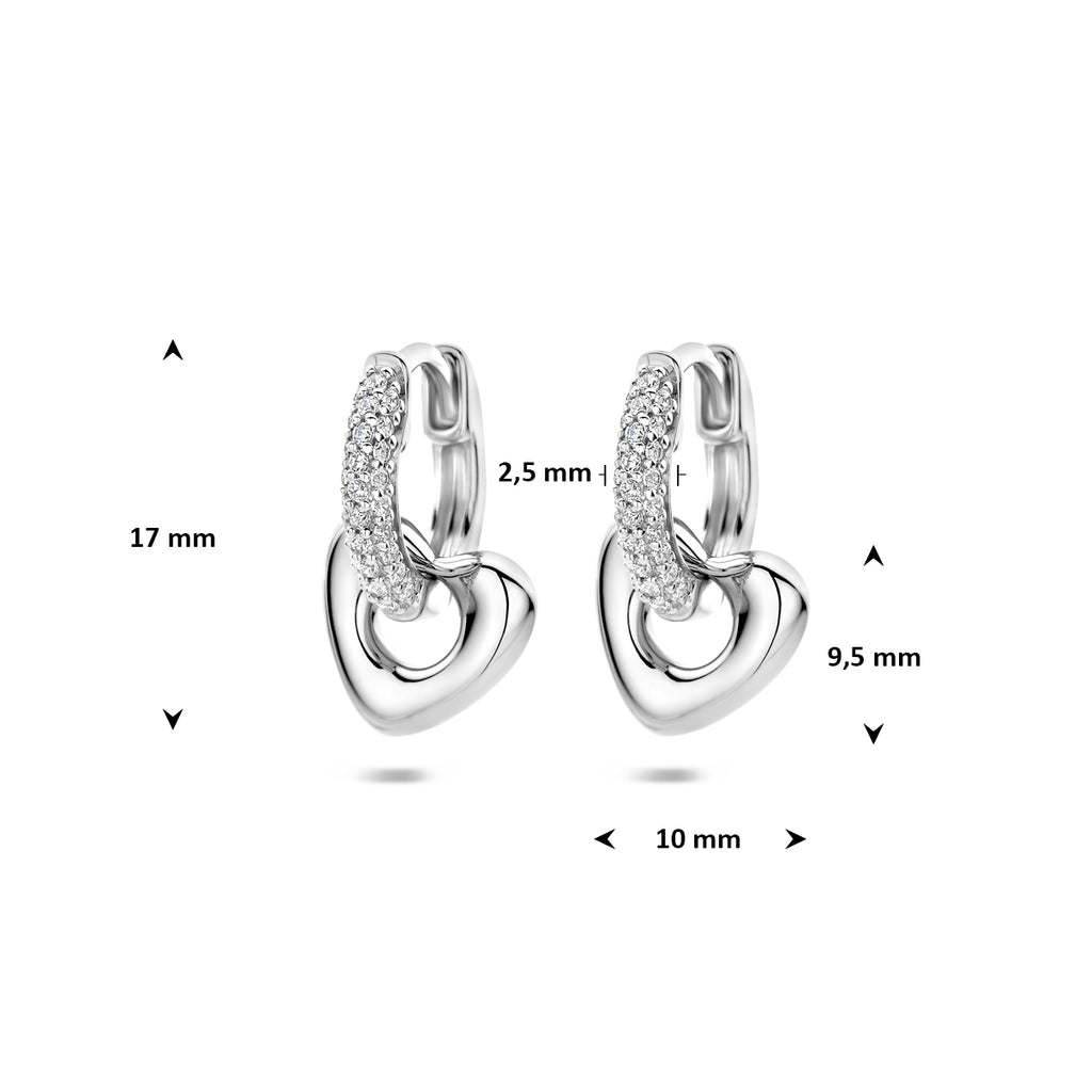 Oorringen hartje zirkonia 17 mm