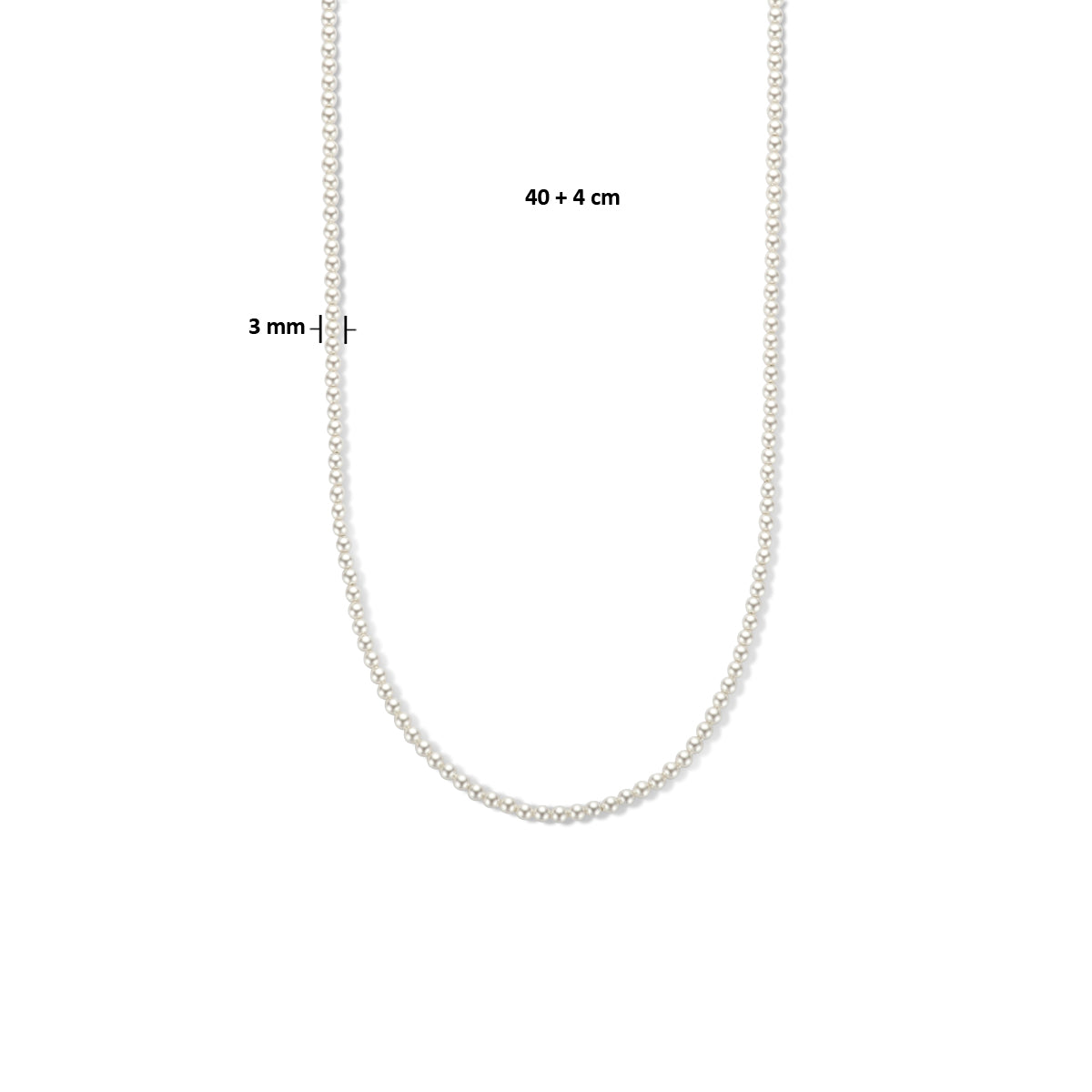 Collier synth. parel 3.0 mm 40 + 4 cm 1 micron