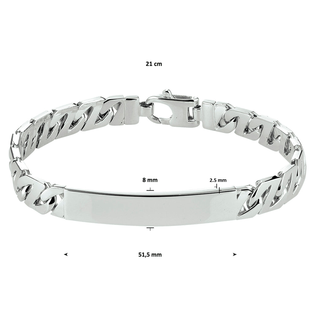 Graveerarmband gourmette plaat 8 mm