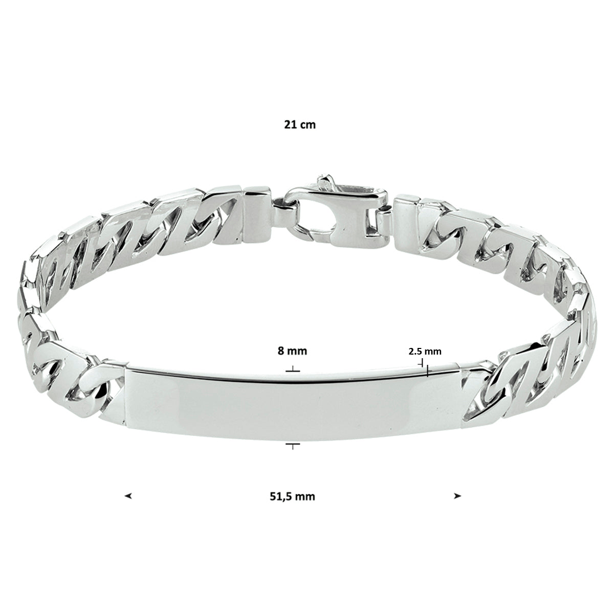 Graveerarmband gourmette plaat 8 mm