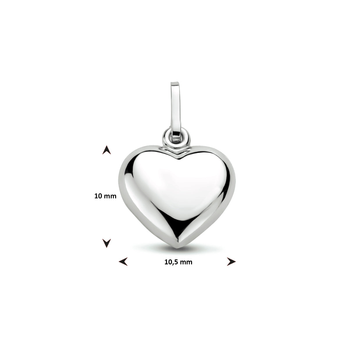 Zilveren hanger/bedel hart bol