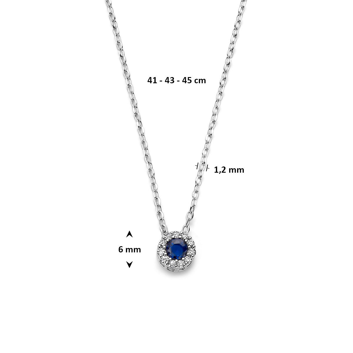 Collier saffier zirkonia 41 - 43 - 45 cm