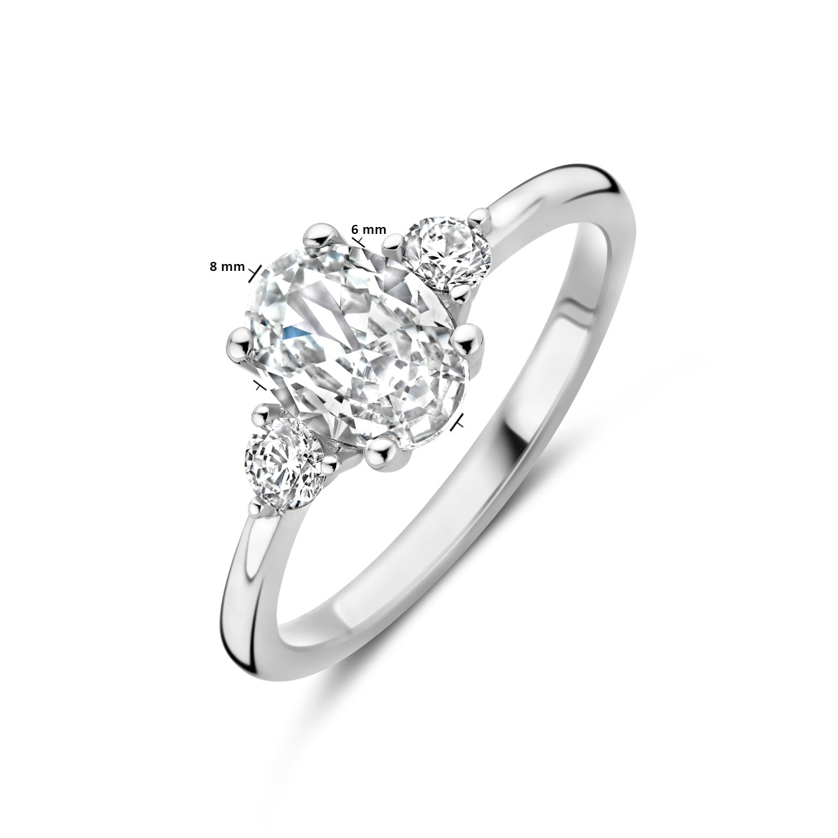 Ring trilogie zirkonia 8 x 6 mm
