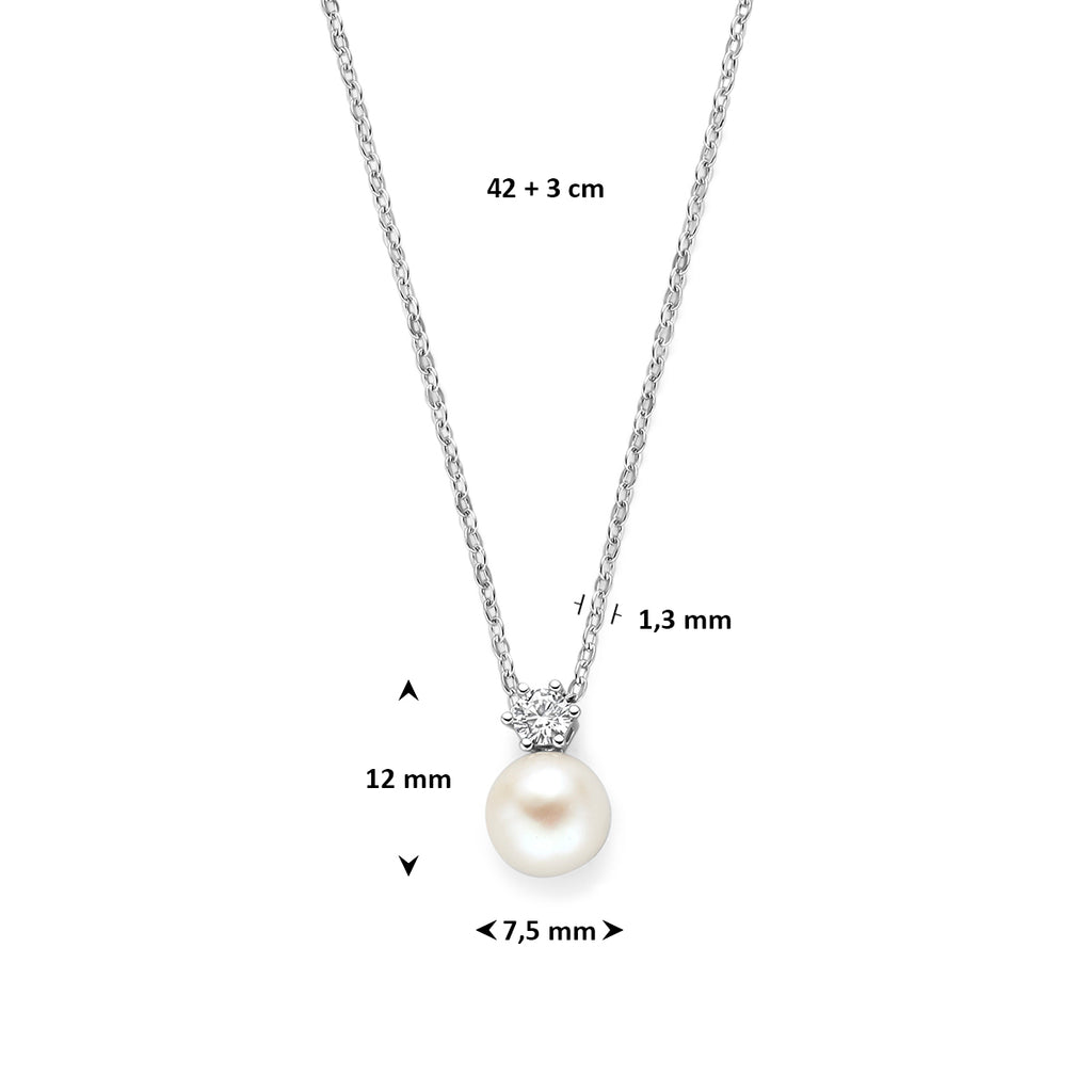 collier parel en zirkonia 42 + 3 cm