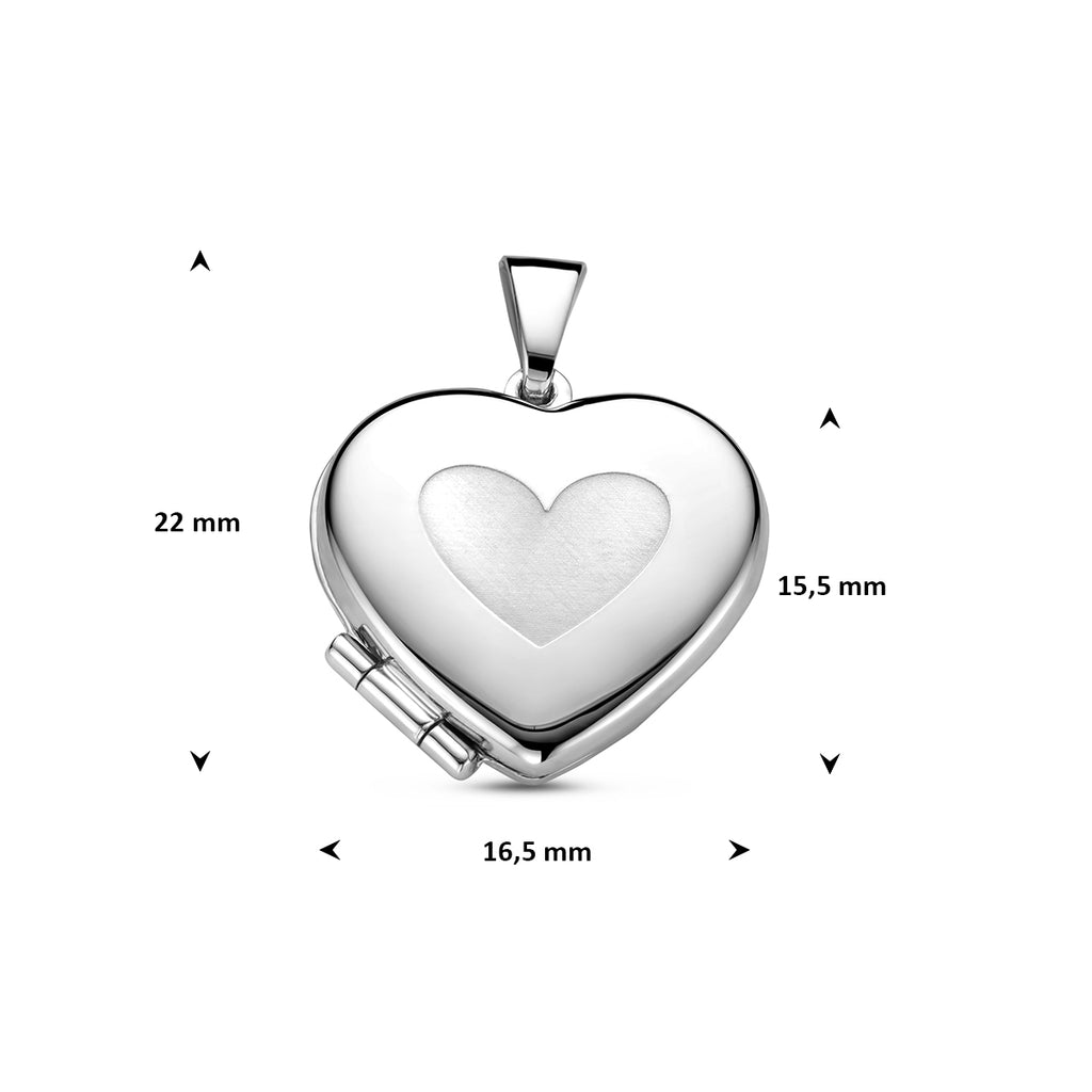 Medaillon hart poli/mat