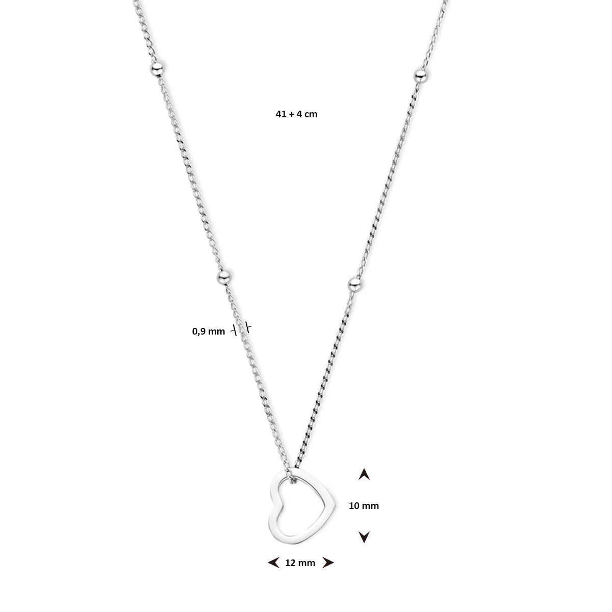 Collier hartje 41 + 4 cm