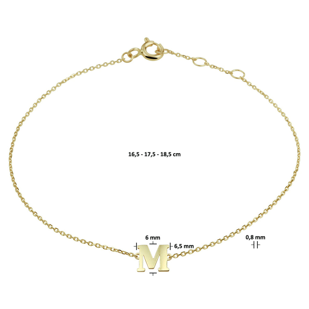 Armband letter 16.5 - 17.5 - 18.5 cm